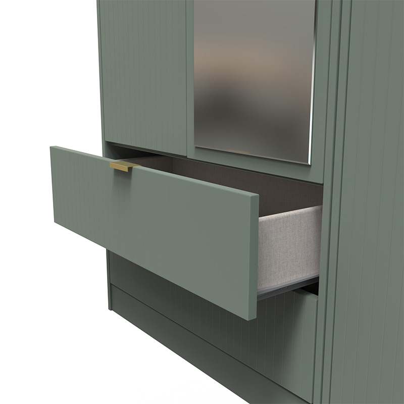 Nashville Tall 3 Door 2 Drawer Mirrored Wardrobe Ready Assembled